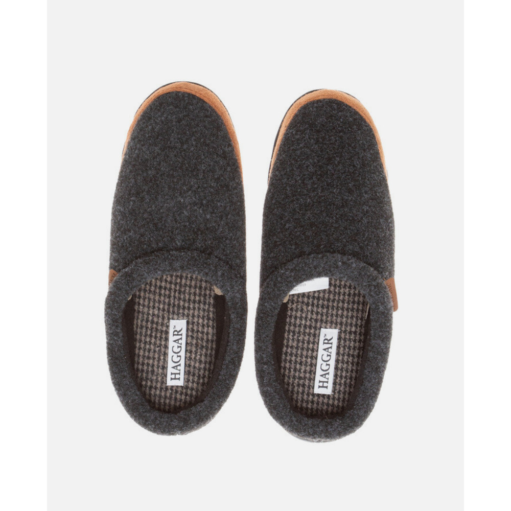 HAGGAR Men Felt ClogsTrim Bumper Slippers Charcoal Size L - Picture 5 of 5